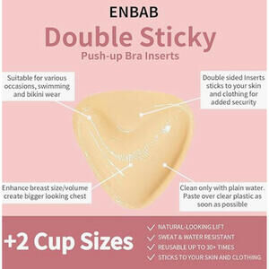 Sticky Push Up Bra Pair Inserts - Double Sided Waterproof Bra Pads Size C